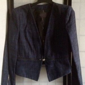 NWT BCBG MaxAzria Women's Size L Blue Zip Blazer